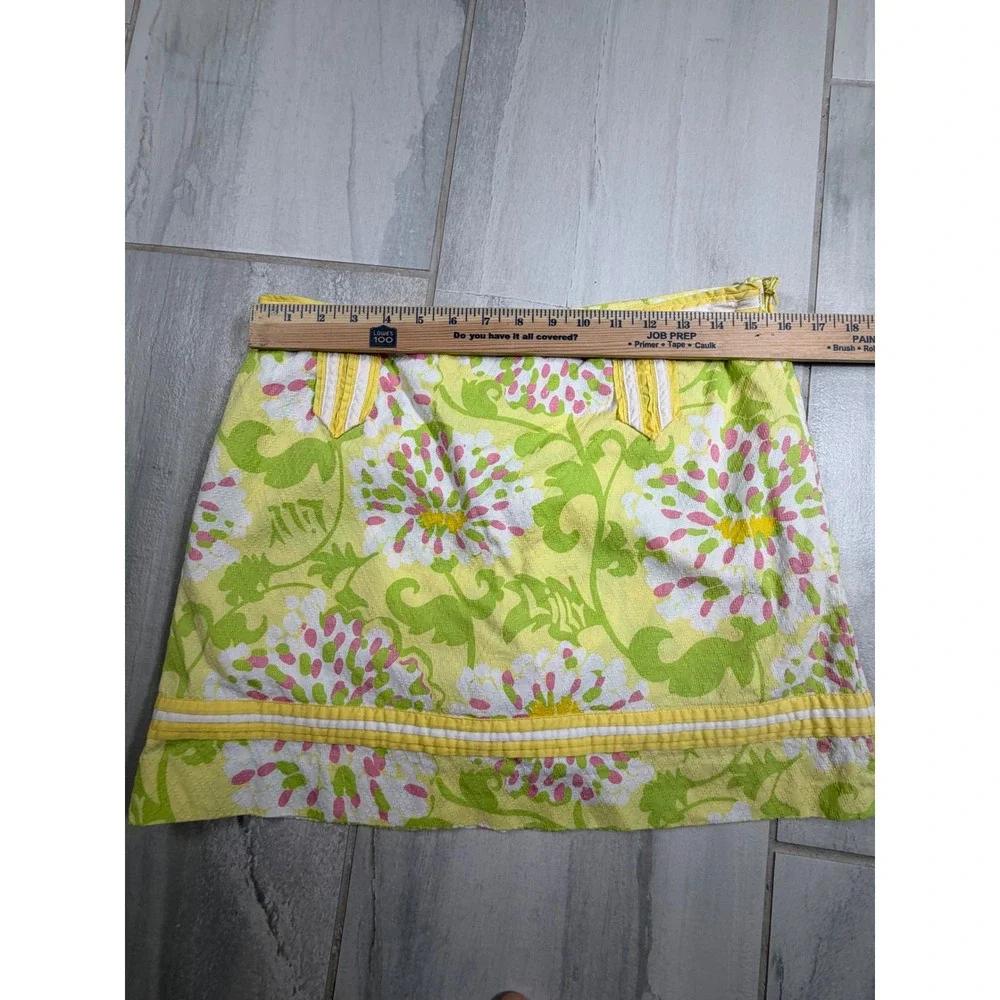 Lilly Pulitzer Jubilee Skort Yellow Green Floral Cotton Mini Size 6
